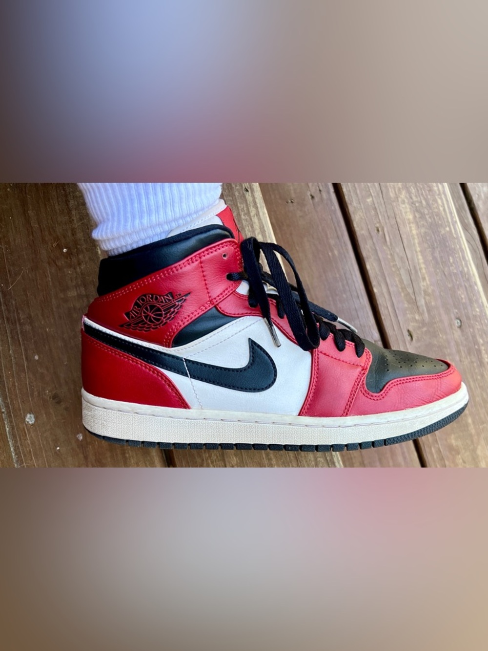 7.5Y Rare Air Jordan 1 Mid "Chicago Black Toe"